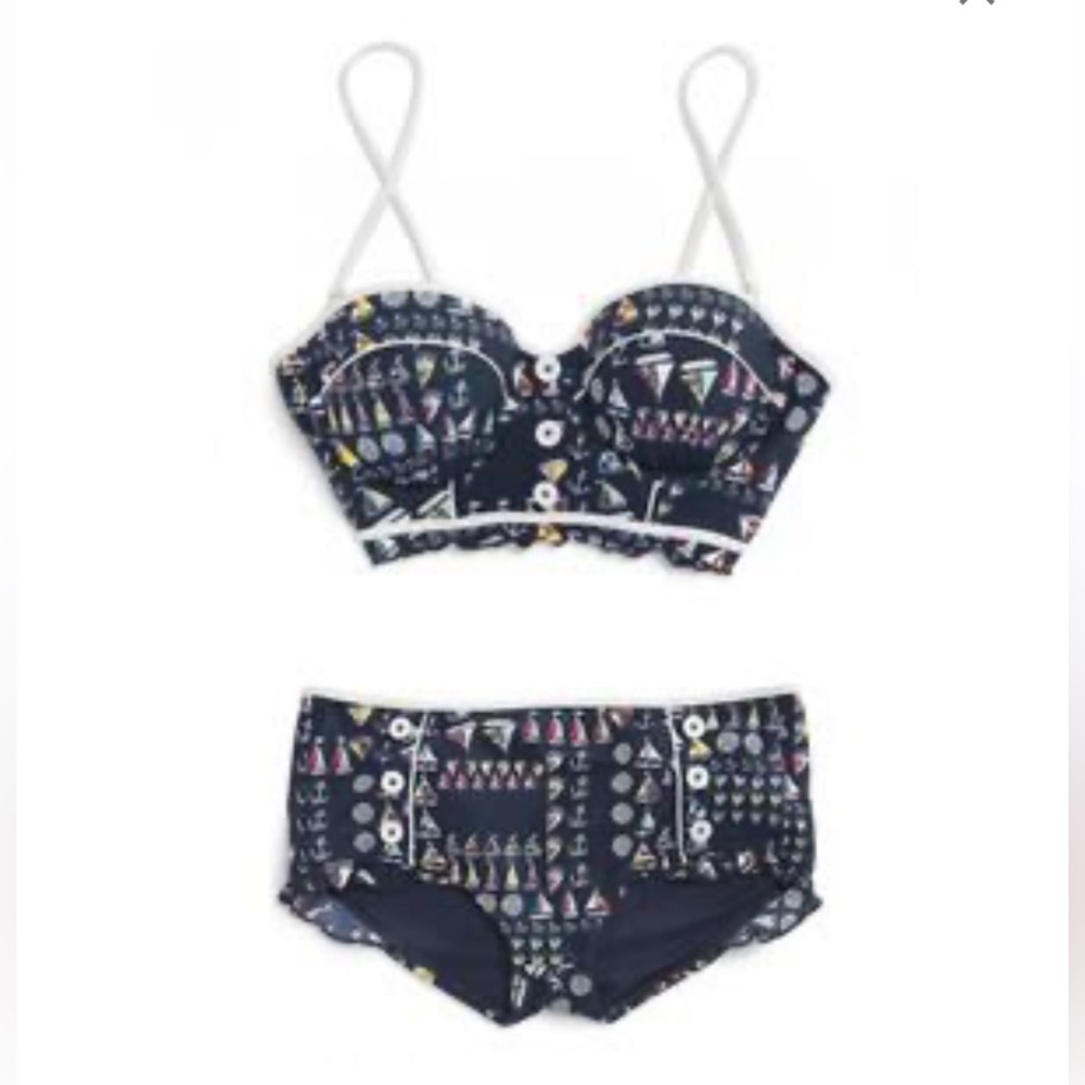 SPERRY Women's Nautical Print Midkini Top AND Retro Bottoms